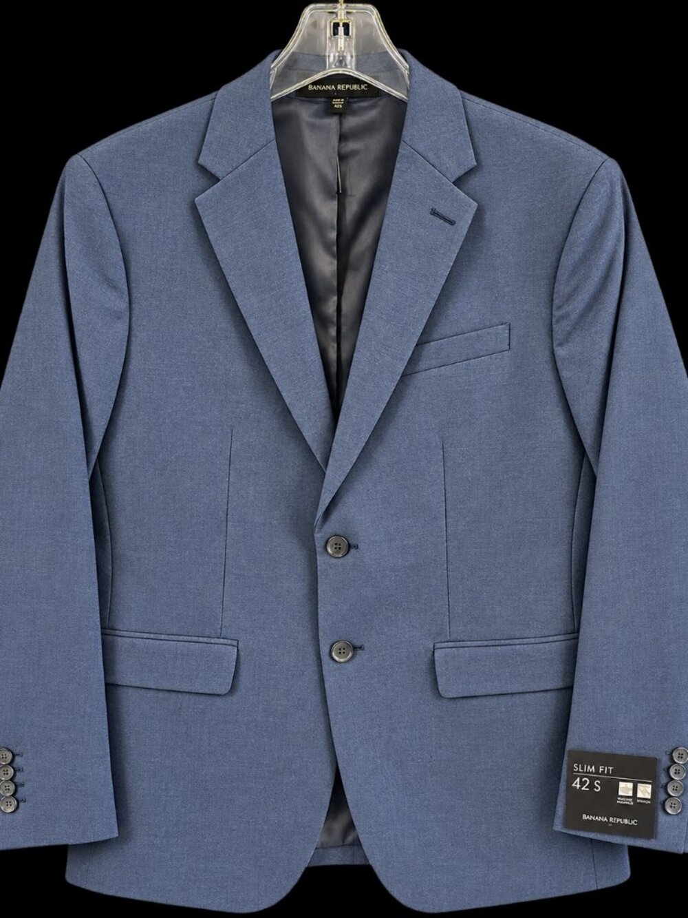 Banana Republic Mens Blue Stretch Slim Fit Sport Coat Blazer 42S NWT